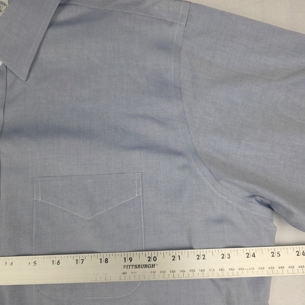 Brooks Brothers 1818 Mens Dress Shirt 17-33 Blue Slim Fit Non-Iron All Cotton - Picture 9 of 10